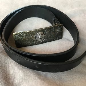 Vintage Black Leather Versace-like Belt